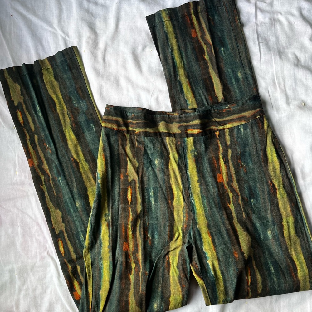 Striped Green and Orange Cropped Pants